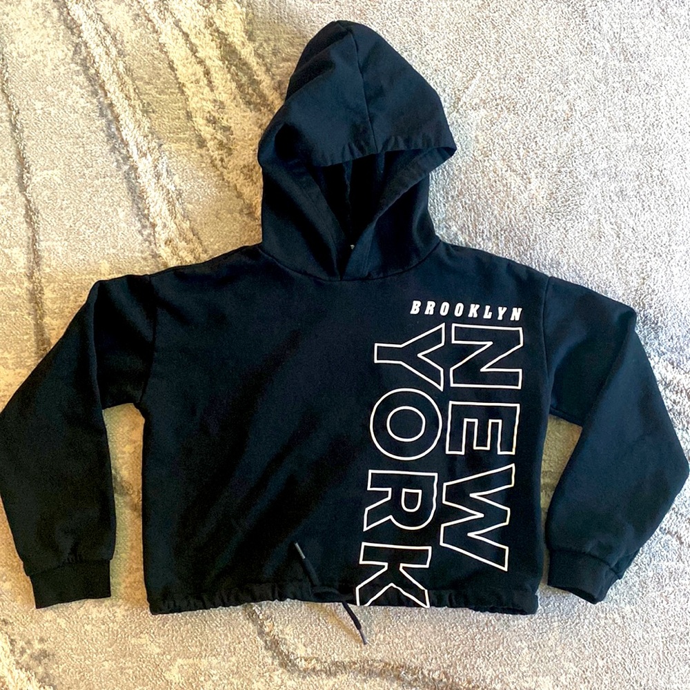 H&M Kids Cropped Drawstring Waist New York Hoodie size 10-12